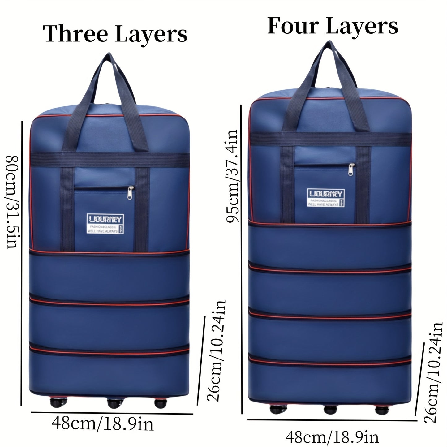 Expandable Large Capacity Rolling Travel Bag