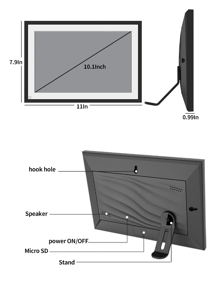 10.1 Inch WiFi Smart Digital Picture Frame - 1280 * 800IPS HD Cloud