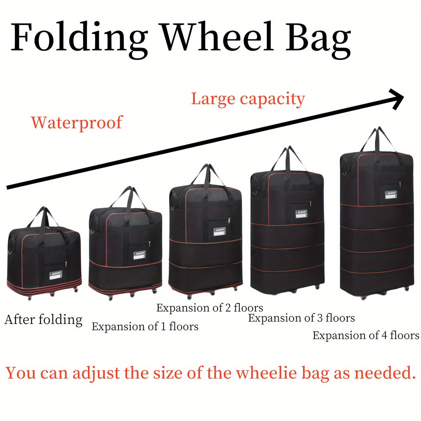 Expandable Large Capacity Rolling Travel Bag